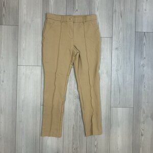 Chicos So Slimming Elyse Pants 1 Medium Caramel Beige Stretch Ponte Slim Leg